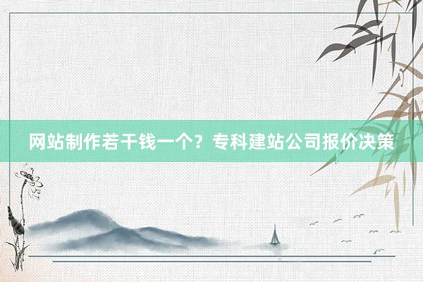 网站制作若干钱一个？专科建站公司报价决策
