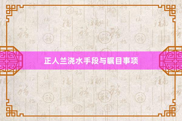 正人兰浇水手段与瞩目事项